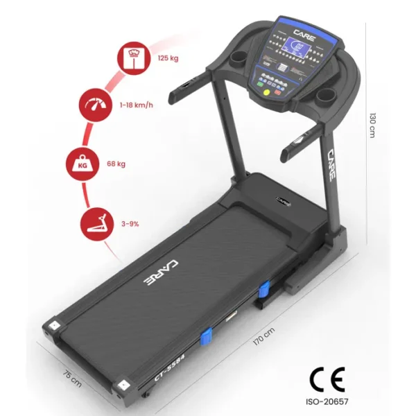 Tapis de corrida conectado CARE CT-5584-3 - 18 km/h com inclinação e Kinomap - Image 4
